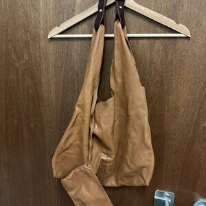 Brown Nardelli Leather Boho Bag with Wristlet